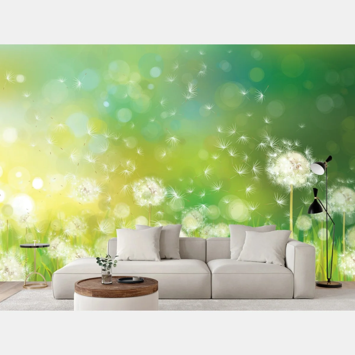 Fototapete frühlingswiese mit löwenzahn – Wallnifity®