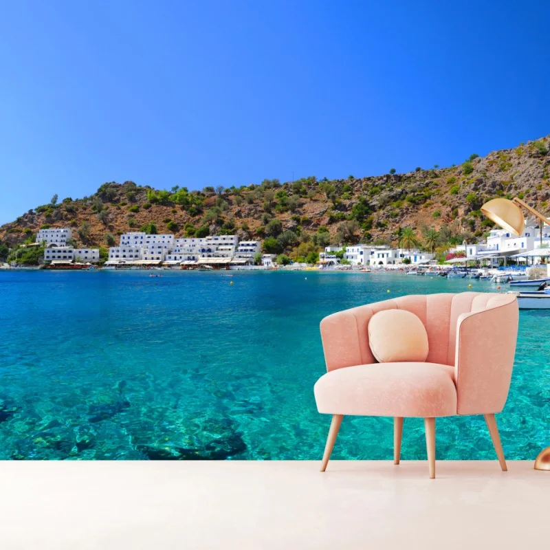 Fototapete sonnige mediterrane bucht mit türkiswasser