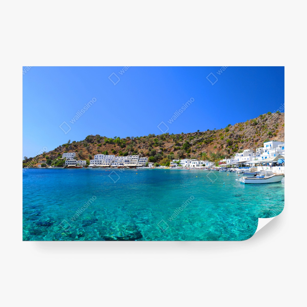 Fototapete sonnige mediterrane bucht mit türkiswasser – Wallnifity®