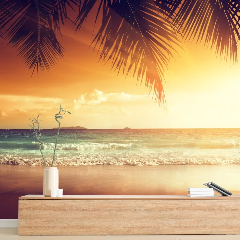 Fototapete strand bei sonnenuntergang in der Karibik – Wallnifity® Fototapete strand bei sonnenuntergang in der Karibik – Wallnifity®
