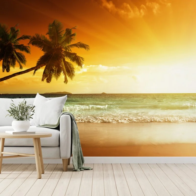 Fototapete tropischer sonnenuntergang am strand