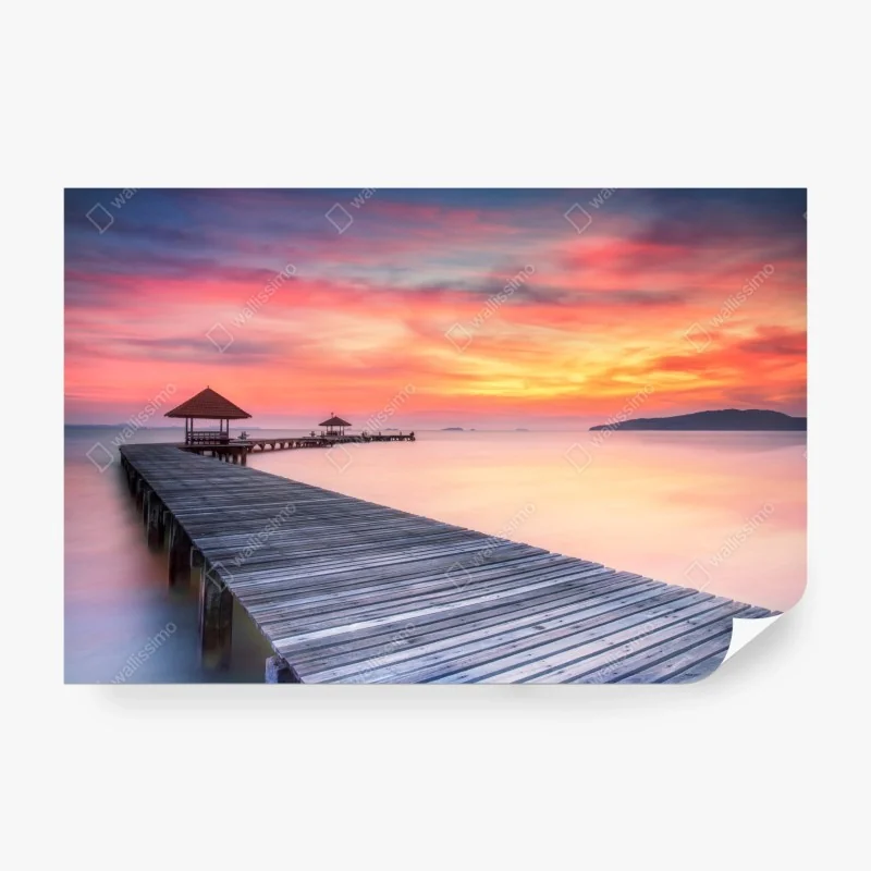 Fototapete schwarzweißes stadtpanorama am ufer – Wallnifity®