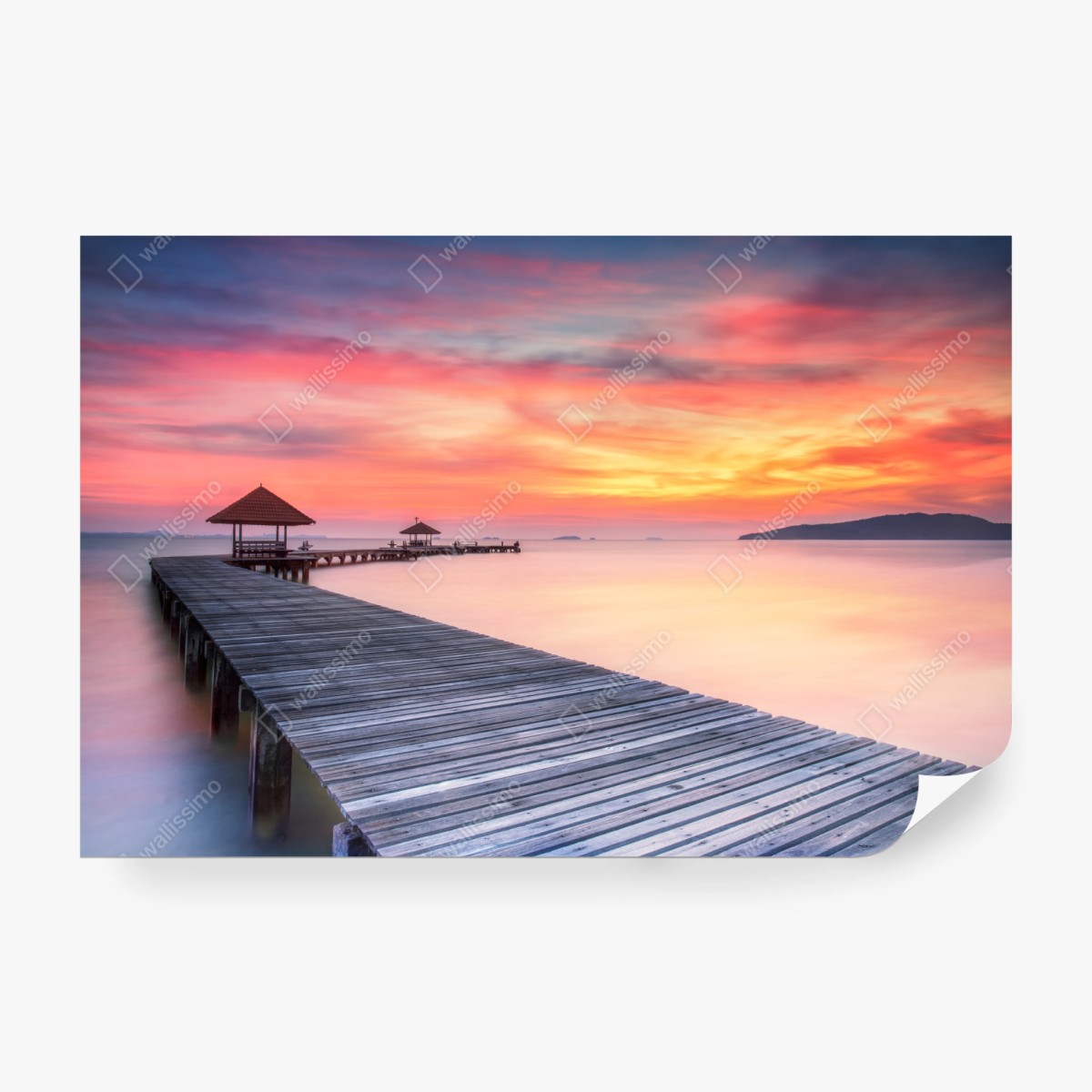 Fototapete ruhiger sonnenaufgang über hölzernem steg – Wallnifity® Fototapete ruhiger sonnenaufgang über hölzernem steg – Wallnifity®