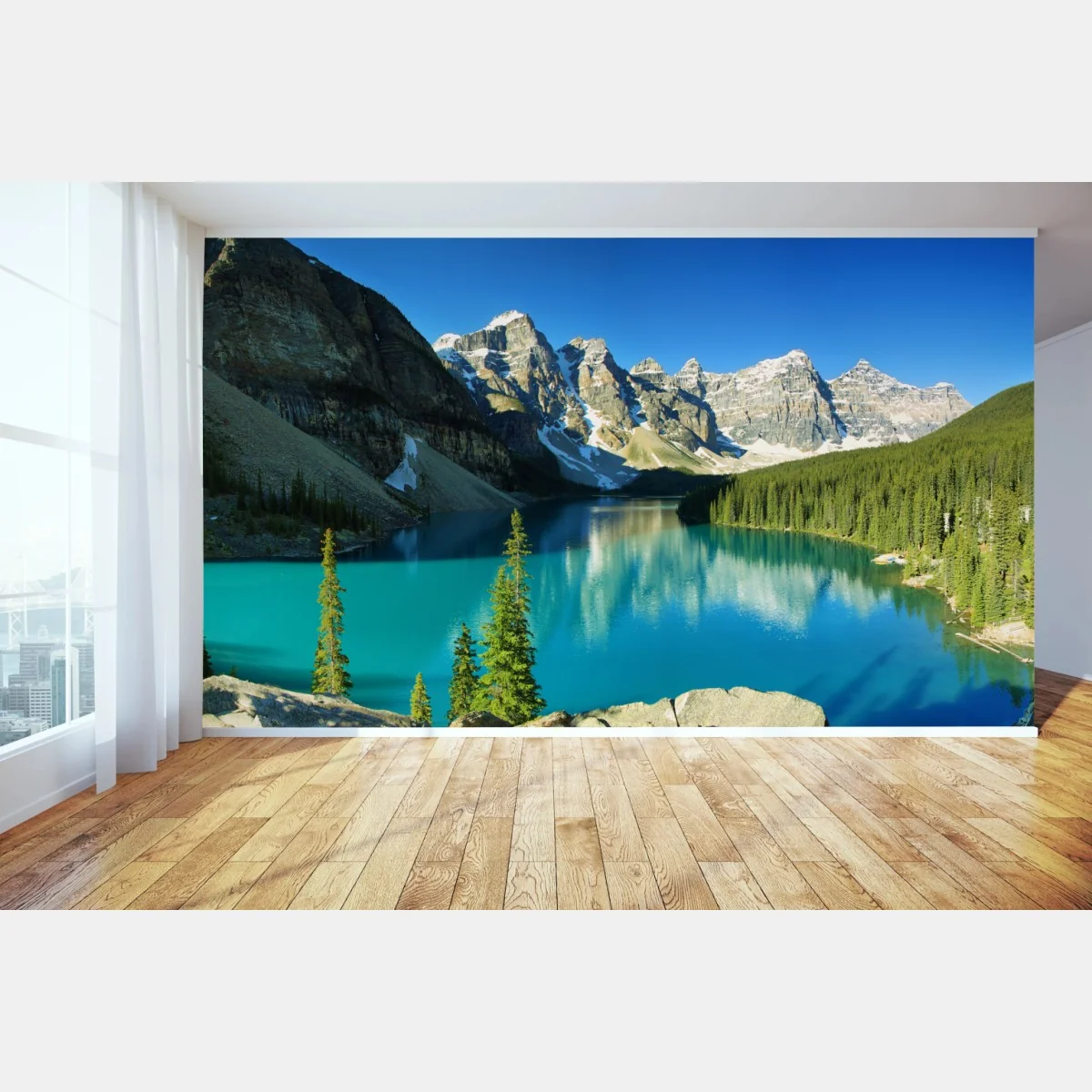 Fototapete ruhiger türkisfarbener bergsee – Wallnifity® Fototapete ruhiger türkisfarbener bergsee – Wallnifity®