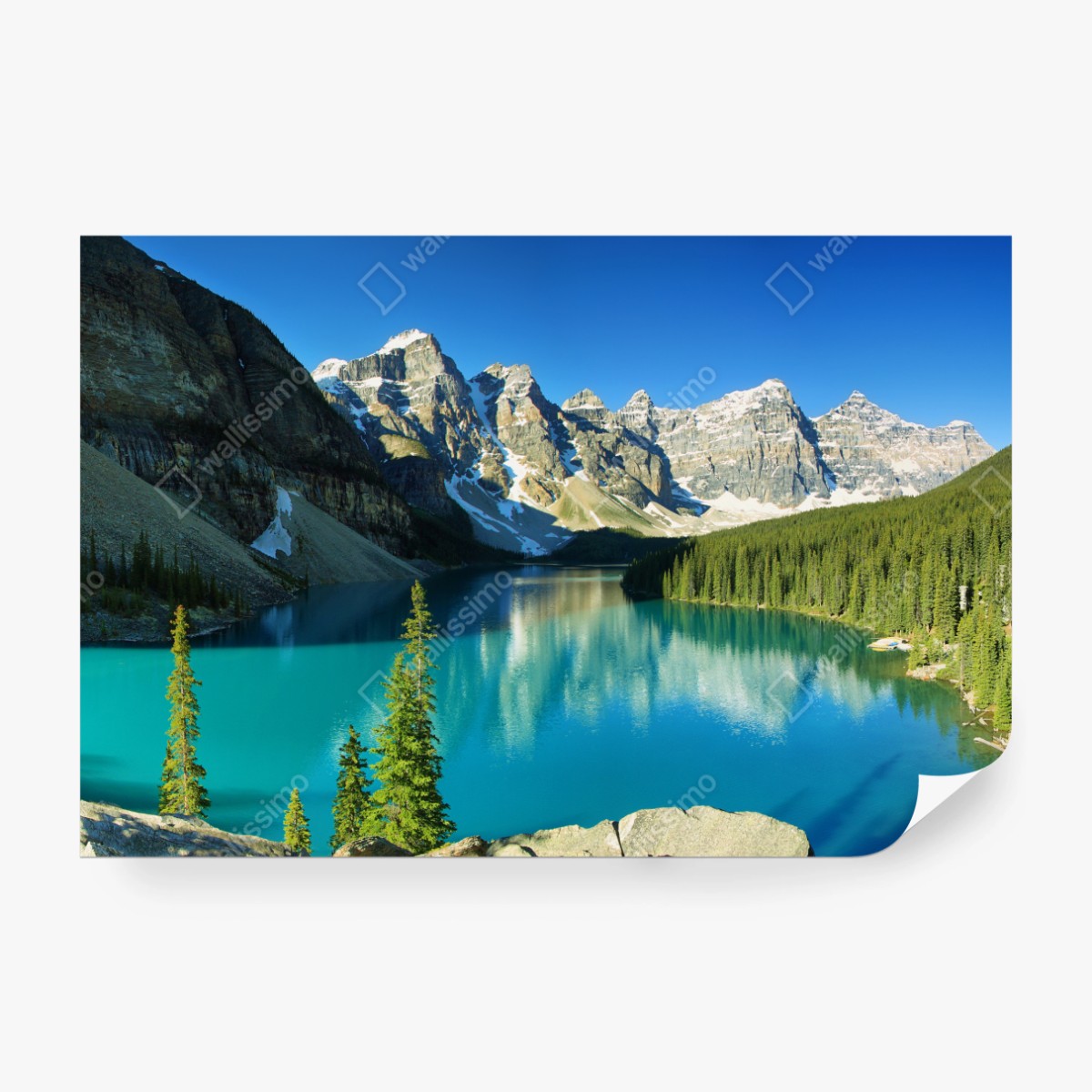 Fototapete ruhiger türkisfarbener bergsee – Wallnifity® Fototapete ruhiger türkisfarbener bergsee – Wallnifity®