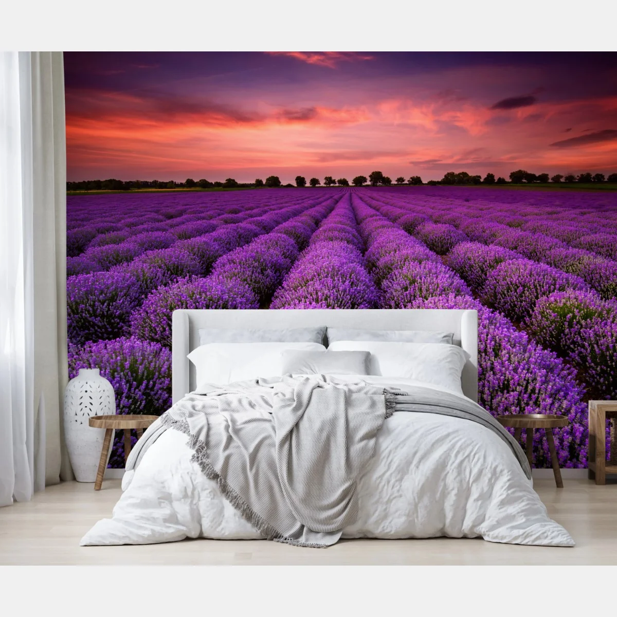 Fototapete lavendelfeld bei sonnenuntergang – Wallnifity® Fototapete lavendelfeld bei sonnenuntergang – Wallnifity®