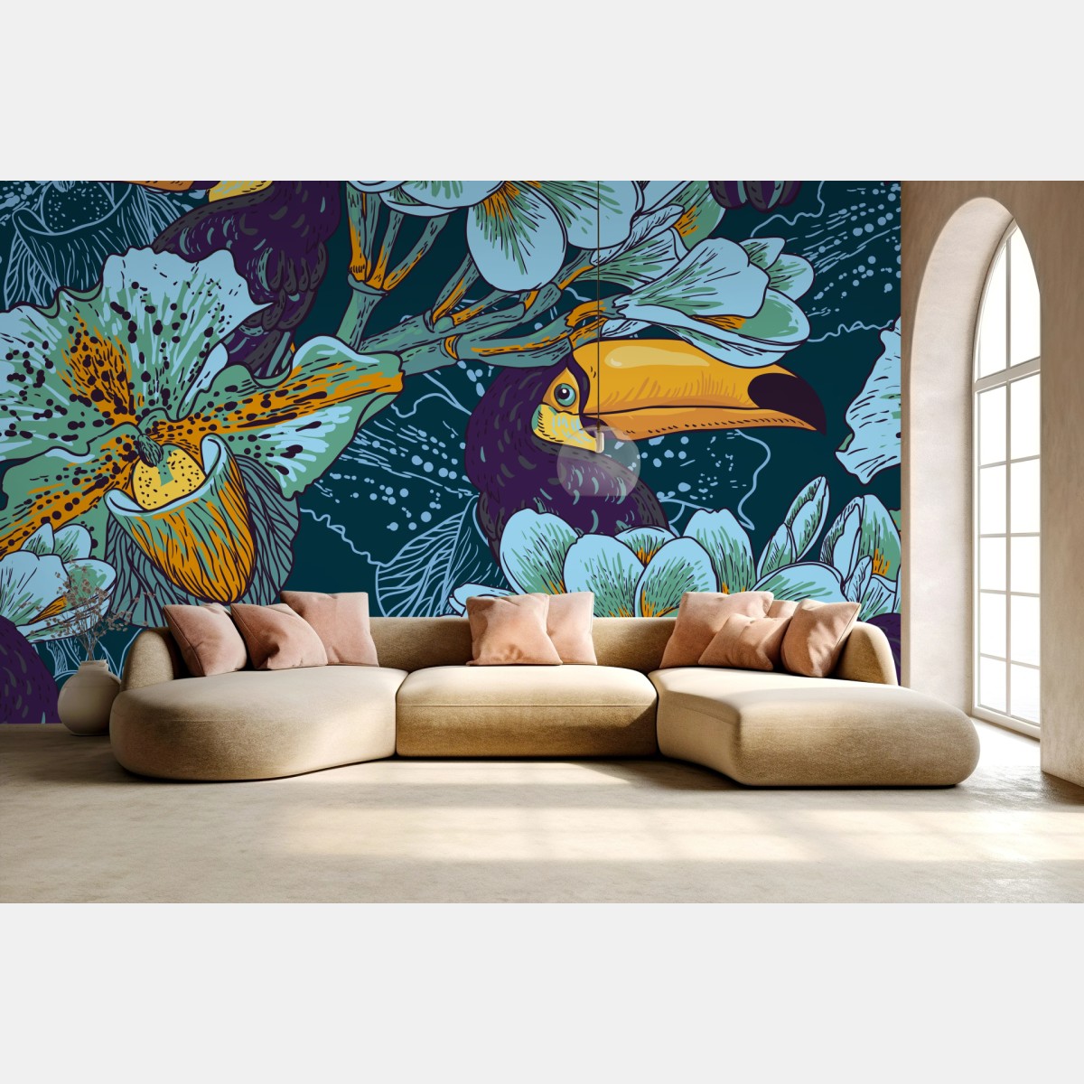 Fototapete tropisches tukan-blumenmuster – Wallnifity® Fototapete tropisches tukan-blumenmuster – Wallnifity®