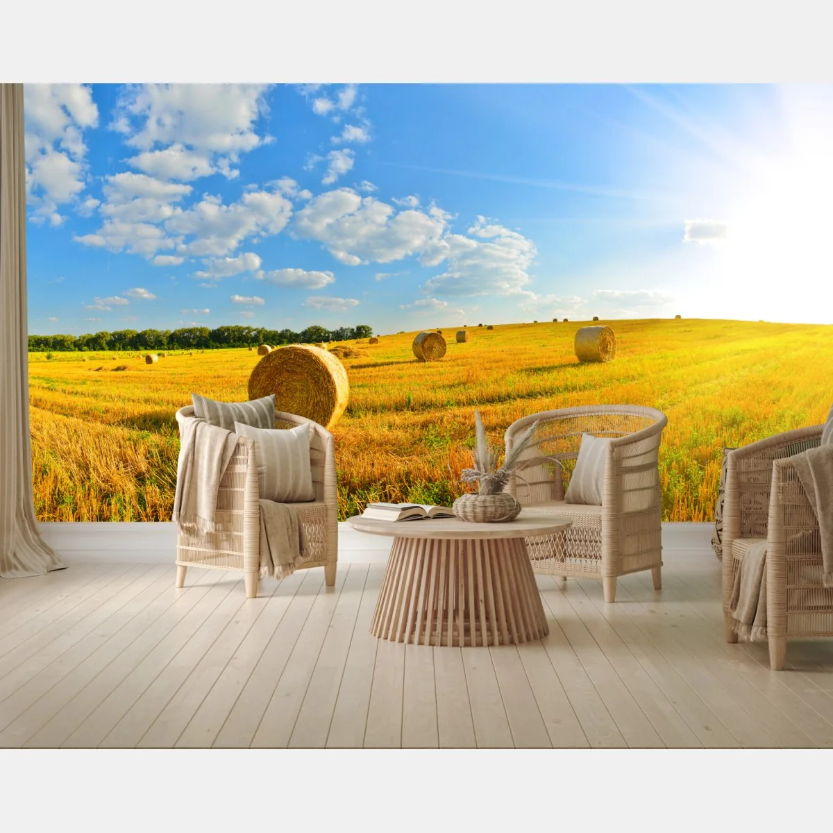 Fototapete goldenes heufeld unter blauem himmel – Wallnifity® Fototapete goldenes heufeld unter blauem himmel – Wallnifity®