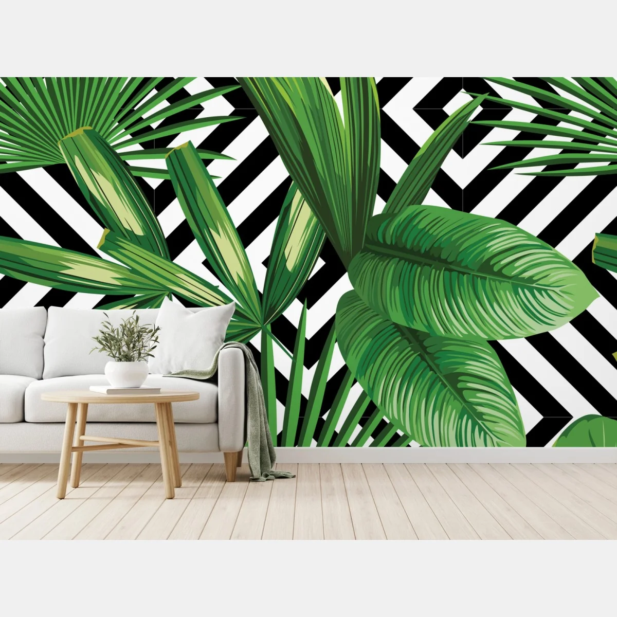 Fototapete tropische blätter mit geometrischem muster – Wallnifity® Fototapete tropische blätter mit geometrischem muster – Wallnifity®