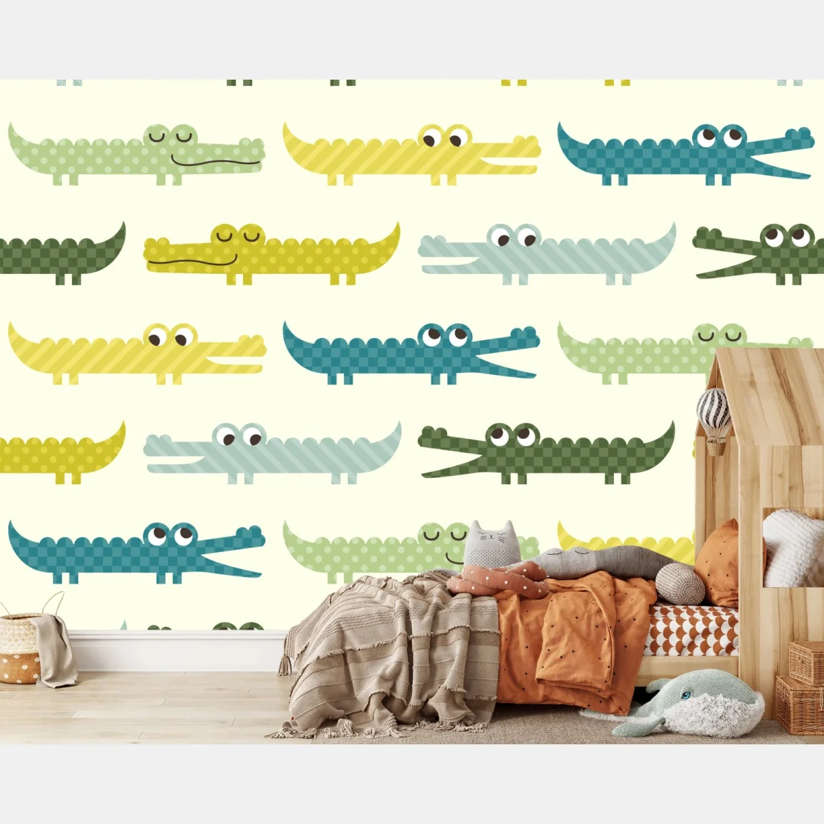 Fototapete verspieltes krokodilmuster für kinderzimmer – Wallnifity® Fototapete verspieltes krokodilmuster für kinderzimmer – Wallnifity®