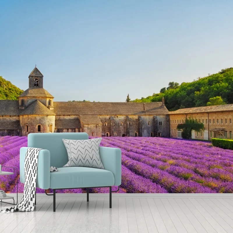 Fototapete lavendelfelder bei Abtei Sénanque, Provence – Wallnifity® Fototapete lavendelfelder bei Abtei Sénanque, Provence – Wallnifity®