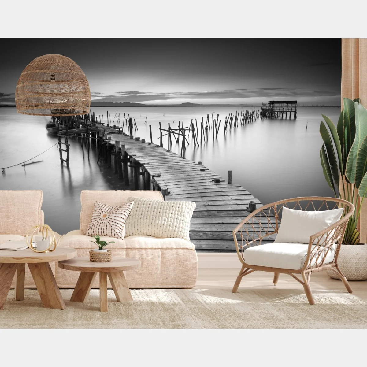 Fototapete ruhiger hölzerner steg bei dämmerung – Wallnifity® Fototapete ruhiger hölzerner steg bei dämmerung – Wallnifity®