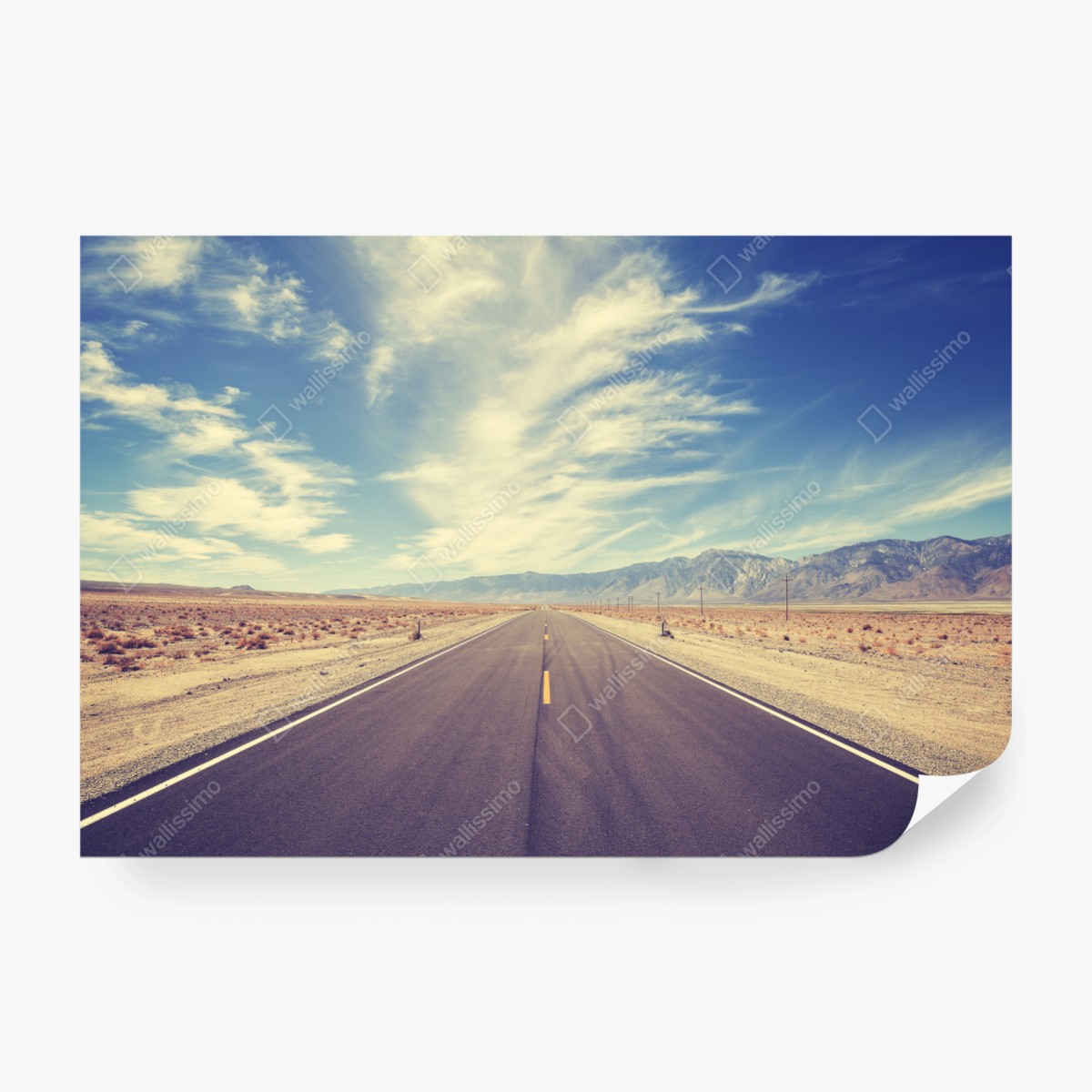 Fototapete vintage landstraße unter weitem himmel – Wallnifity®