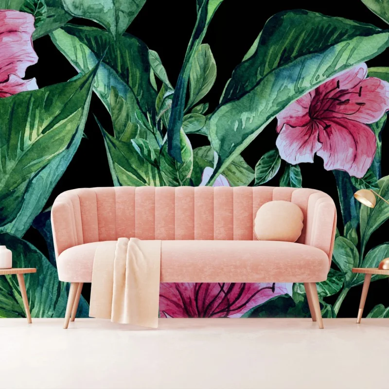 Fototapete rosa aquarellblumen auf schwarzem hintergrund – Wallnifity® Fototapete rosa aquarellblumen auf schwarzem hintergrund – Wallnifity®