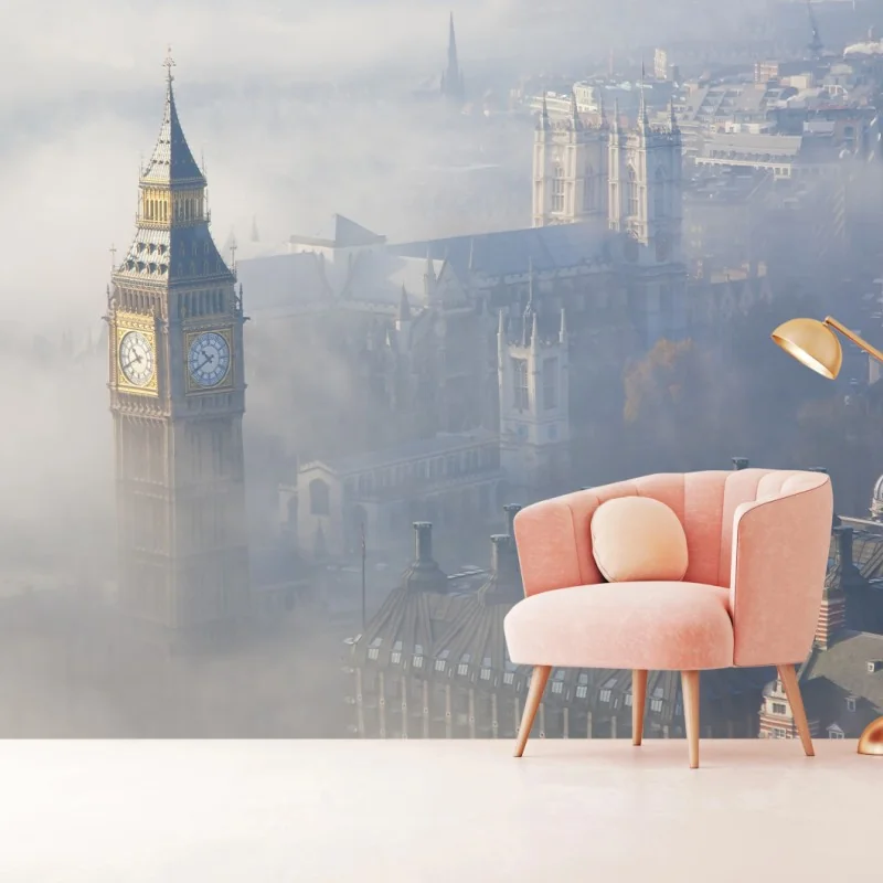 Fototapete neblige luftaufnahme von Big Ben und Palace of Westminster