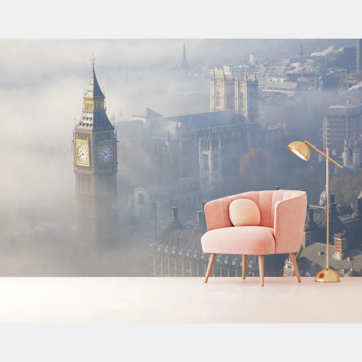 Fototapete neblige luftaufnahme von Big Ben und Palace of Westminster – Wallnifity®