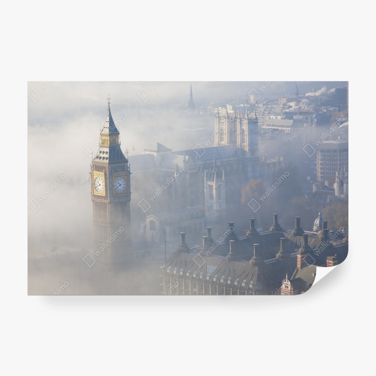 Fototapete neblige luftaufnahme von Big Ben und Palace of Westminster – Wallnifity®