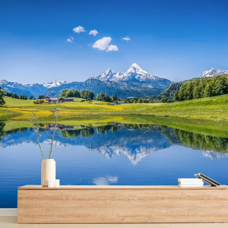 Fototapete alpine spiegelung: ruhige berglandschaft