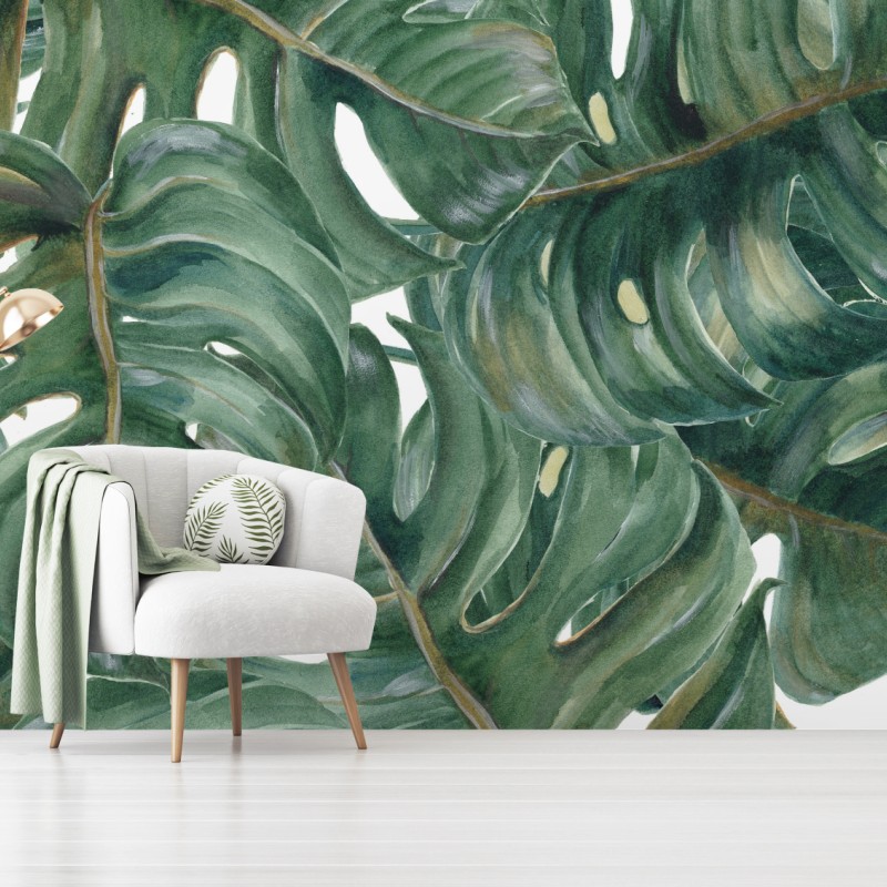 Fototapete monstera blätter in aquarell