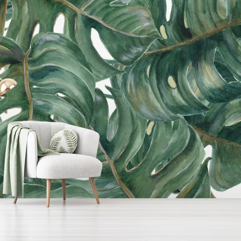 Fototapete monstera blätter in aquarell – Wallnifity® Fototapete monstera blätter in aquarell – Wallnifity®