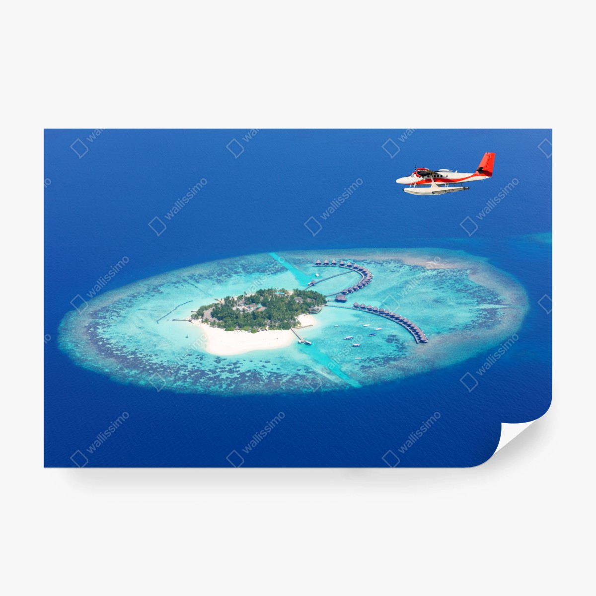 Fototapete tropische insel aus der luft mit wasserflugzeug – Wallnifity® Fototapete tropische insel aus der luft mit wasserflugzeug – Wallnifity®