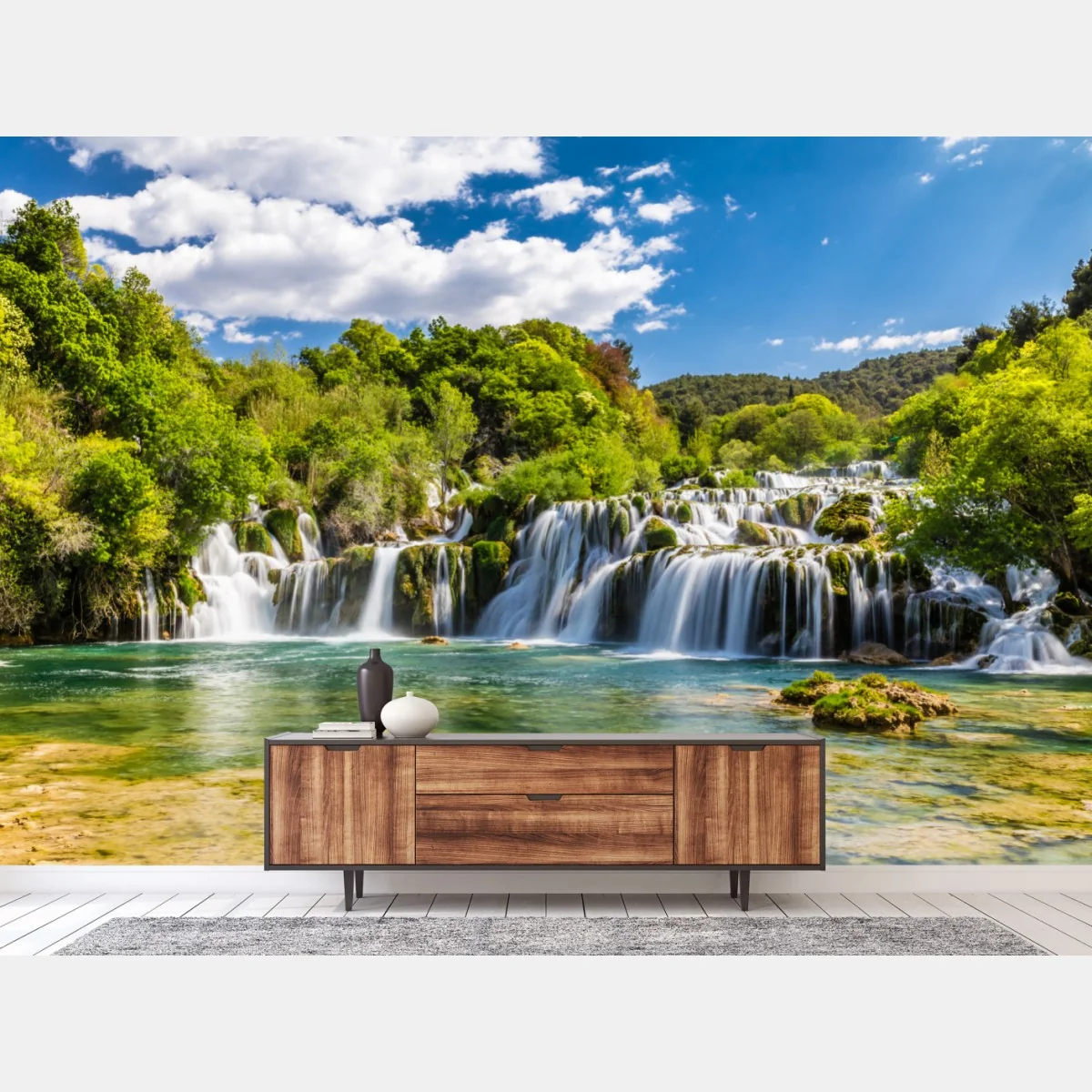 Fototapete ruhiger wasserfall Skradinski Buk im Krka Nationalpark – Wallnifity®