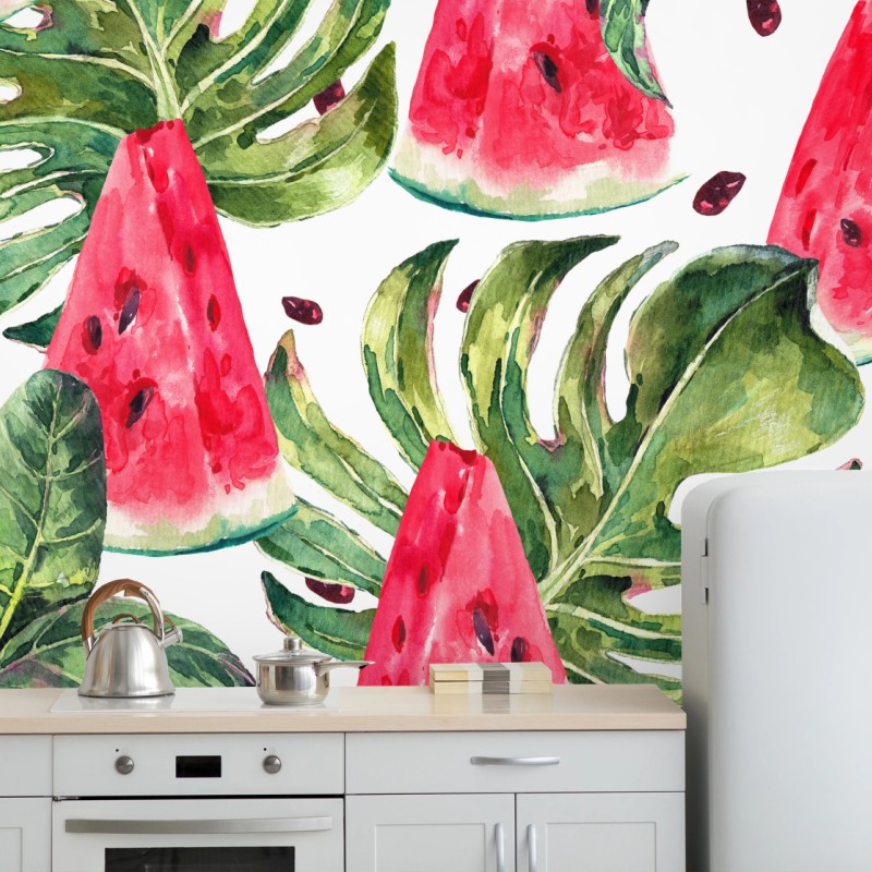 Fototapete aquarell wassermelonen sommermuster