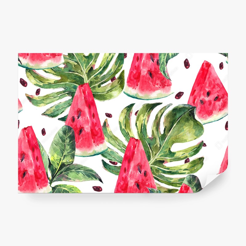 Fototapete aquarell wassermelonen sommermuster