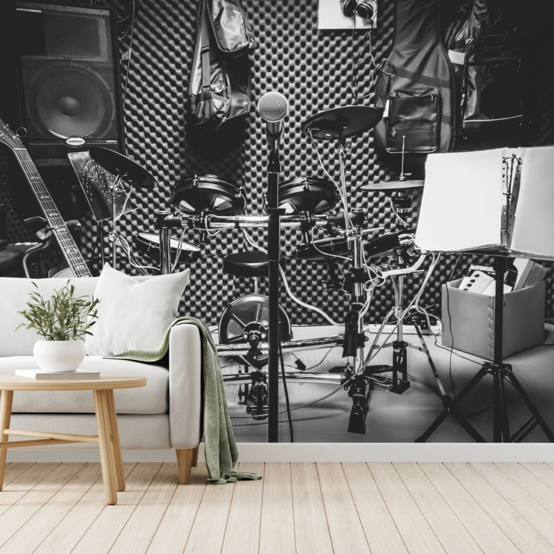 Fototapete monochromes musikstudio