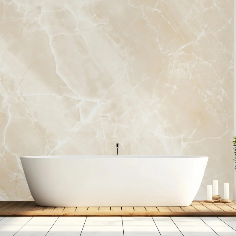 Fototapete beige marmorstruktur mit weißen adern