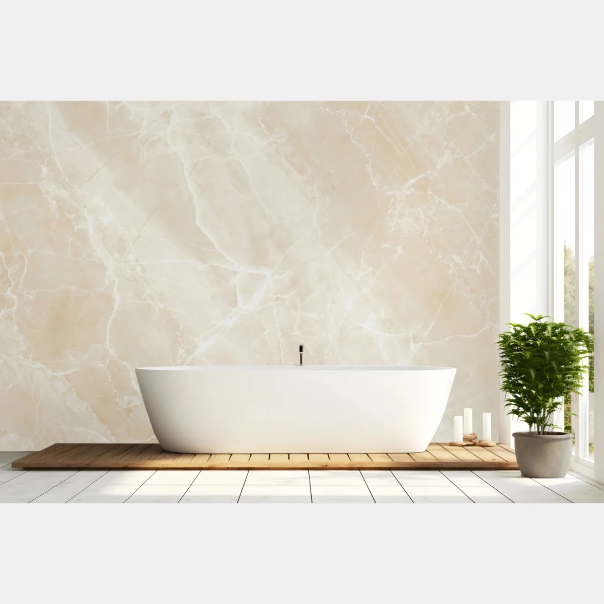 Fototapete beige marmorstruktur mit weißen adern – Wallnifity®