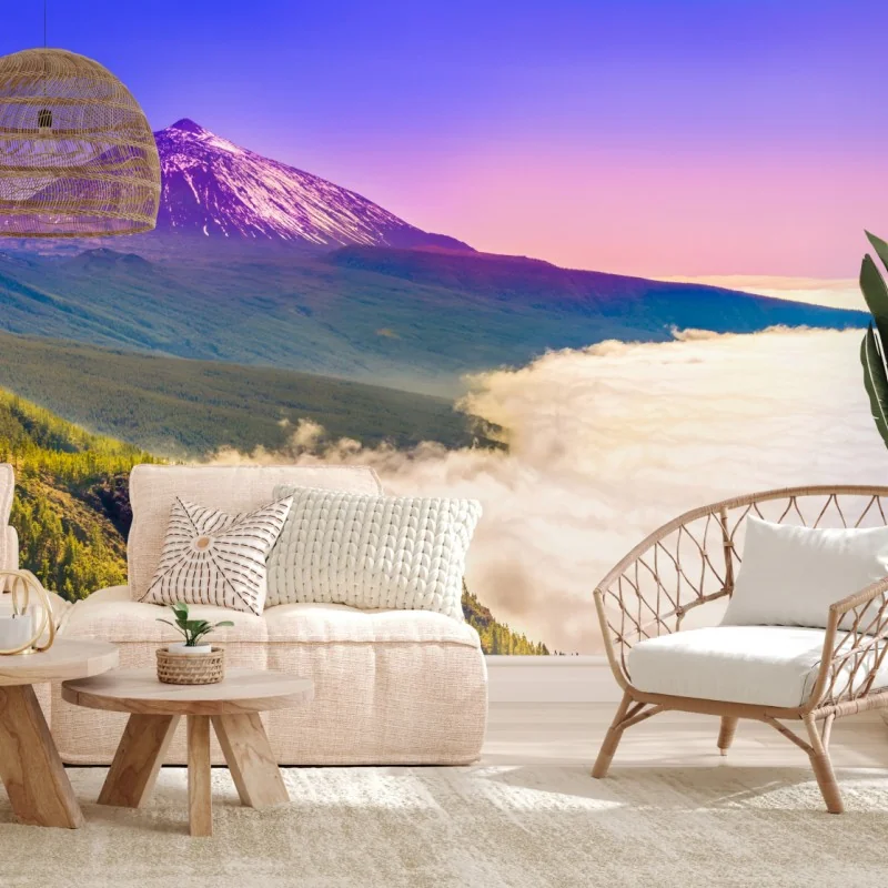 Fototapete vulkanischer gipfel Teide über einem meer aus wolken