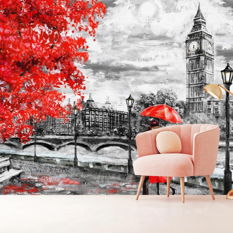 Fototapete romantischer regnerischer abend in London