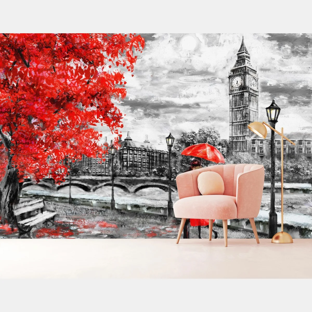 Fototapete romantischer regnerischer abend in London – Wallnifity®