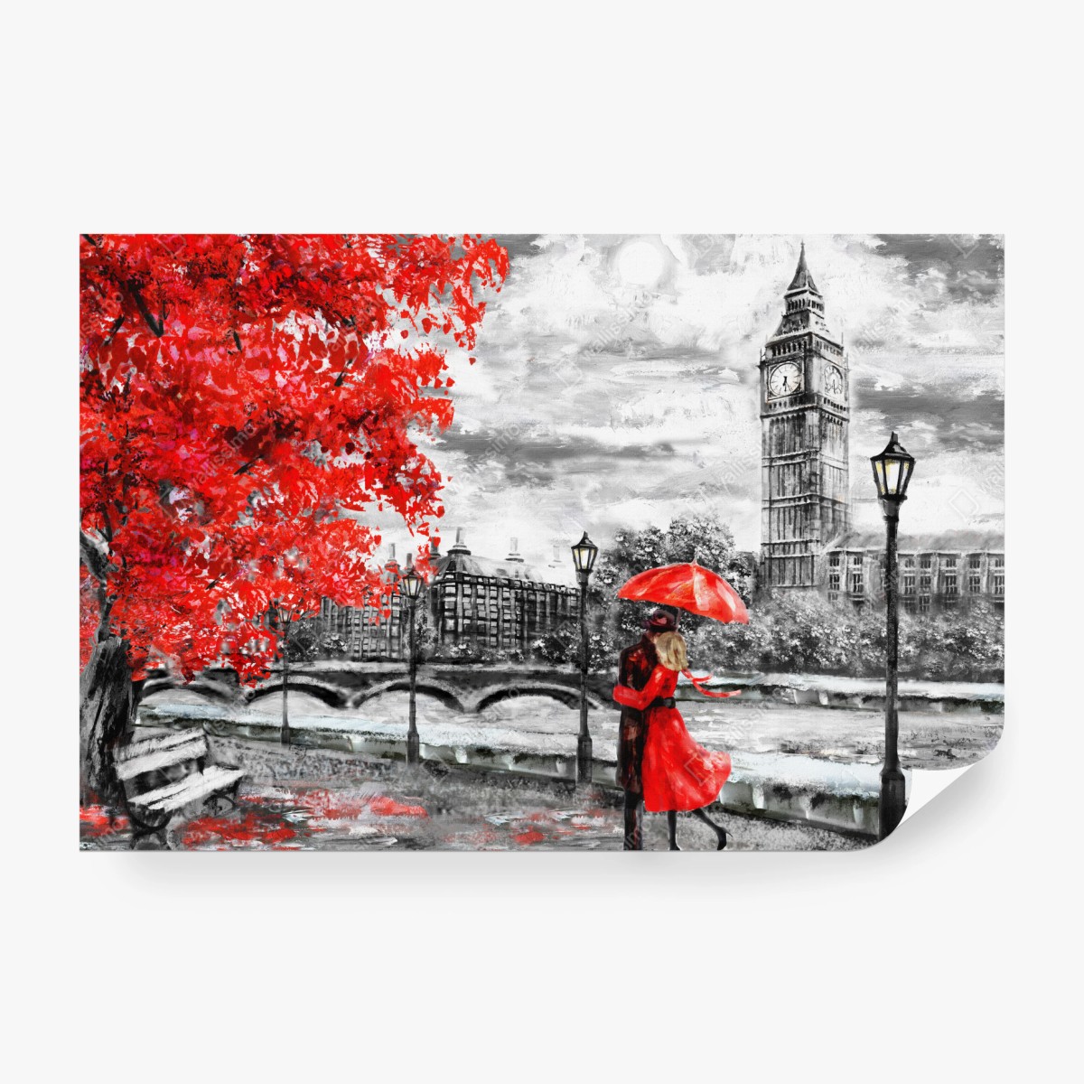 Fototapete romantischer regnerischer abend in London – Wallnifity®