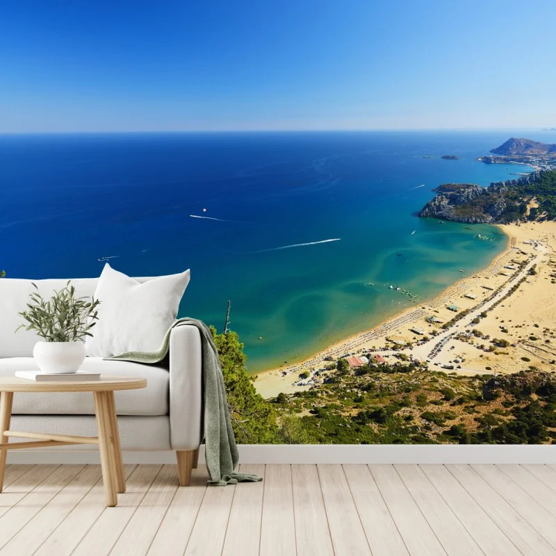 Fototapete ruhige türkisfarbene küstenpanorama – Wallnifity® Fototapete ruhige türkisfarbene küstenpanorama – Wallnifity®