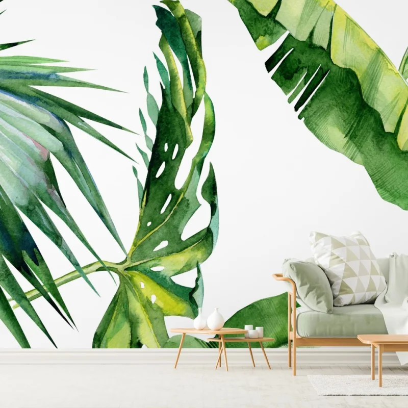 Fototapete tropisches aquarell palmblätter design