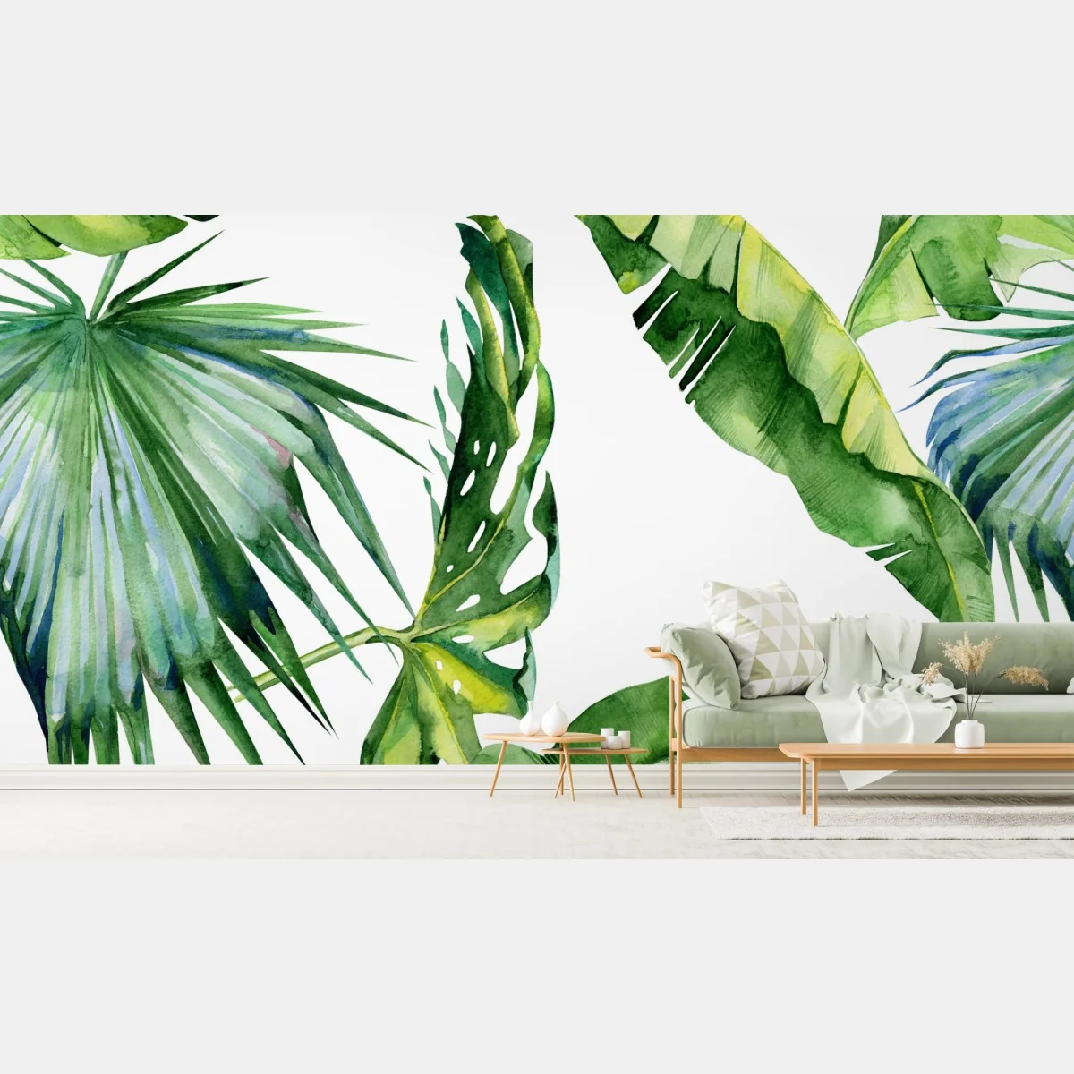 Fototapete tropisches aquarell palmblätter design – Wallnifity® Fototapete tropisches aquarell palmblätter design – Wallnifity®