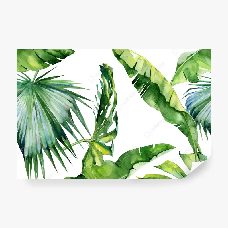 Fototapete tropisches aquarell palmblätter design