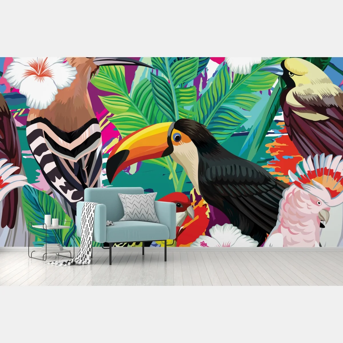 Fototapete leuchtende tropische vögel im dschungel – Wallnifity® Fototapete leuchtende tropische vögel im dschungel – Wallnifity®