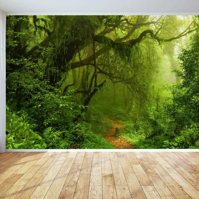 Fototapete üppiger grüner waldpfad