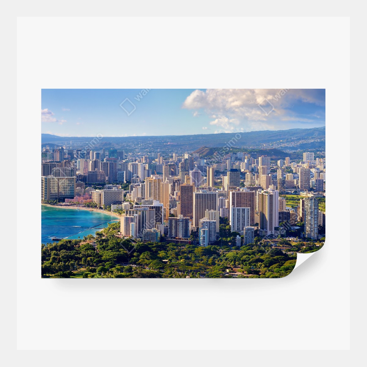 Fototapete panoramablick auf eine tropische küstenstadt – Wallnifity®