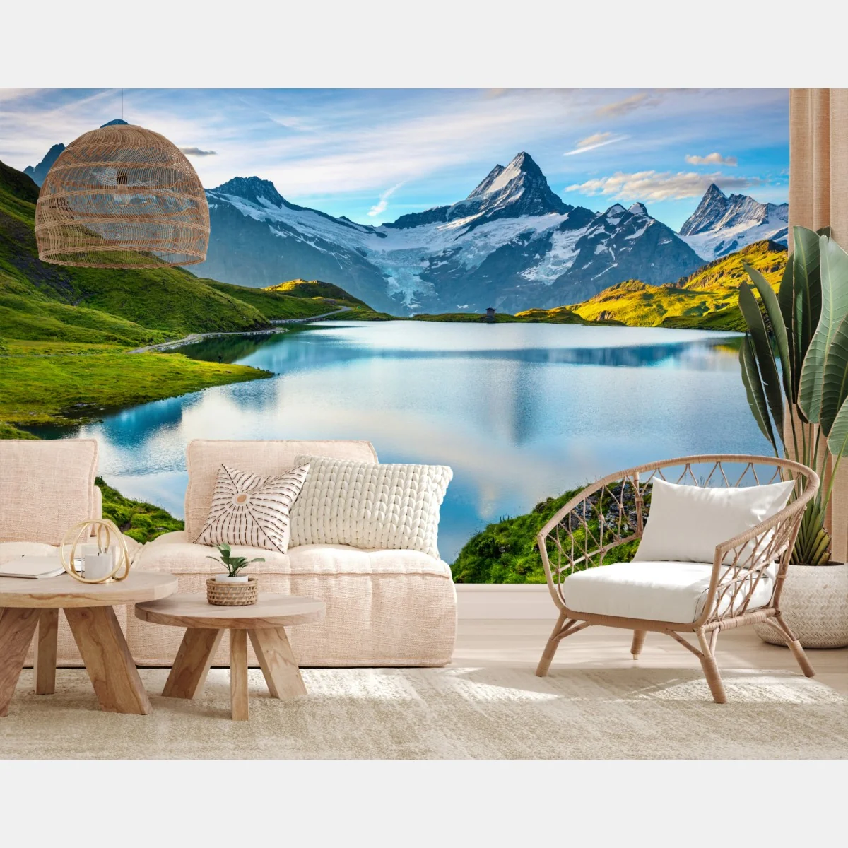 Fototapete ruhiger alpensee vor dem Wetterhorn, Schweiz – Wallnifity® Fototapete ruhiger alpensee vor dem Wetterhorn, Schweiz – Wallnifity®