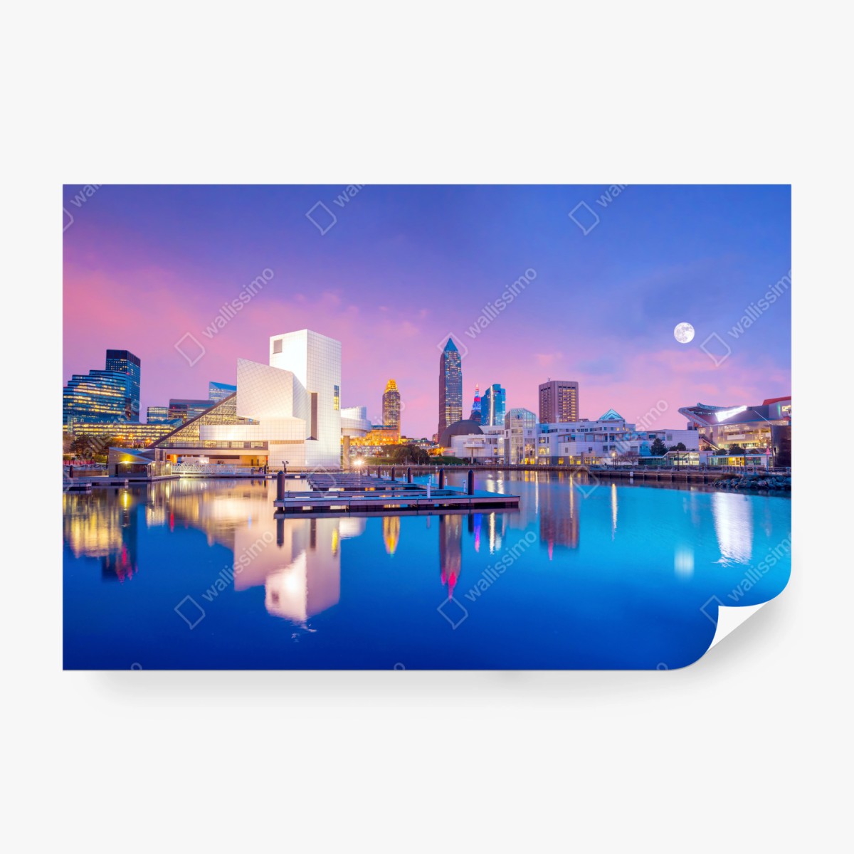 Fototapete stadtskyline von Cleveland bei dämmerung – Wallnifity® Fototapete stadtskyline von Cleveland bei dämmerung – Wallnifity®