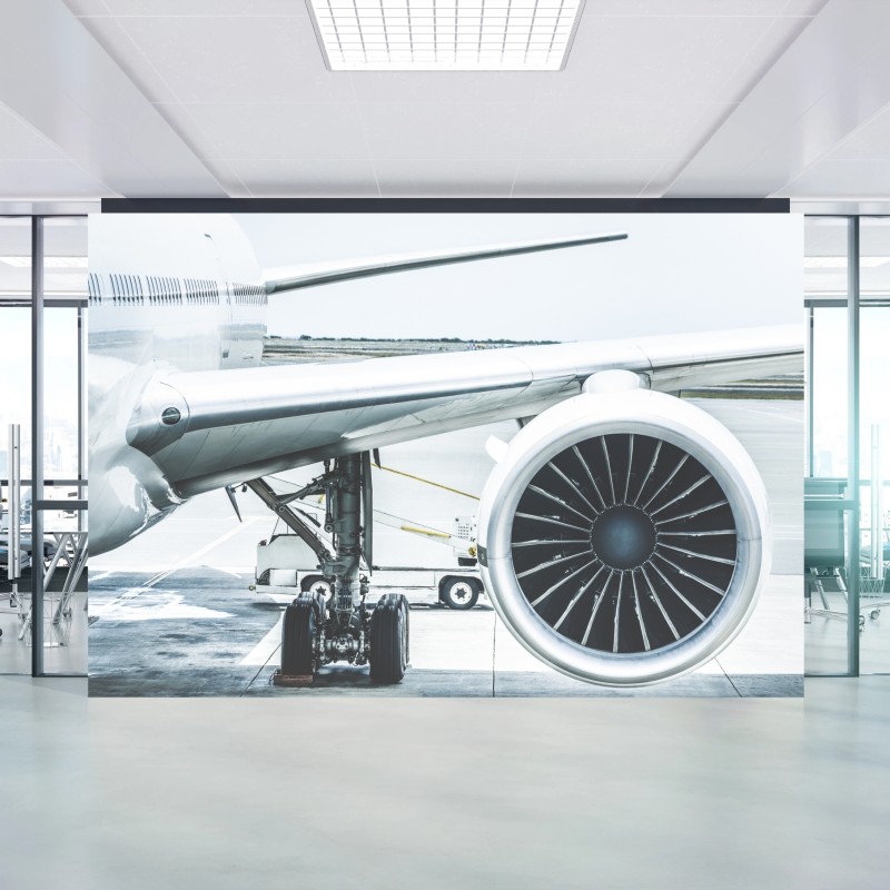 Fototapete nahaufnahme triebwerk am terminal