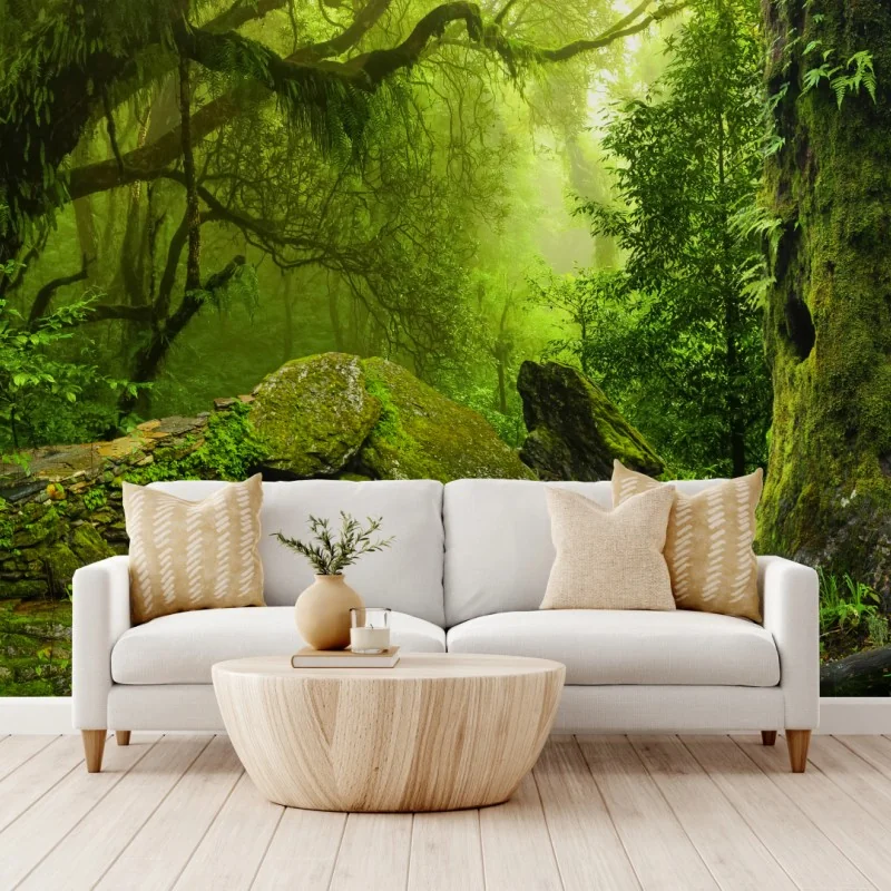 Fototapete moosbedeckter waldbach – Wallnifity®