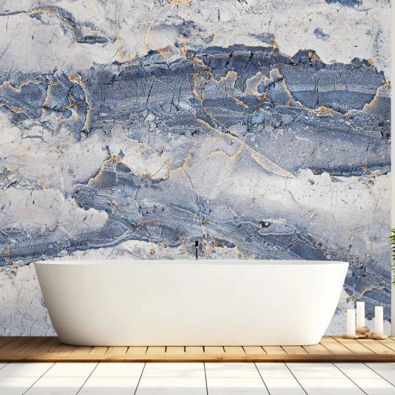 Fototapete blauer marmor mit goldenen adern