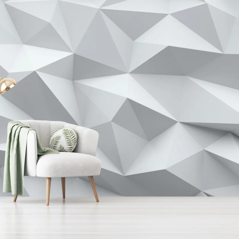 Fototapete weißes dreidimensionales low-poly geometrisches muster – Wallnifity® Fototapete weißes dreidimensionales low-poly geometrisches muster – Wallnifity®