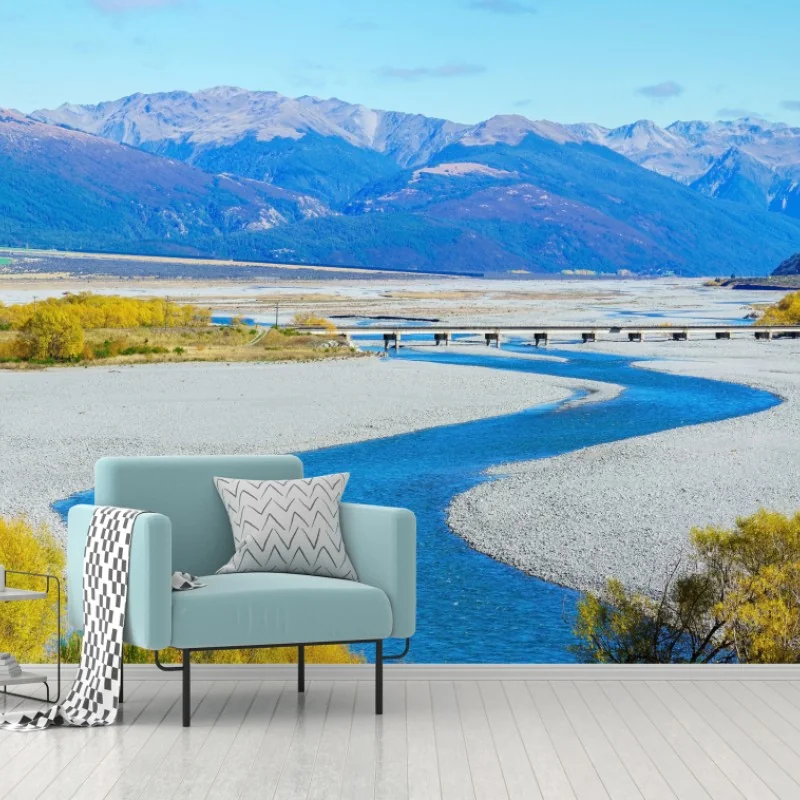 Fototapete herbstliche flussbiegung im Arthur's Pass National Park, South Island, New Zealand