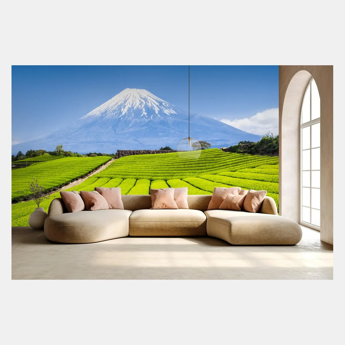 Fototapete üppige teefelder am fuß von Mount Fuji – Wallnifity®